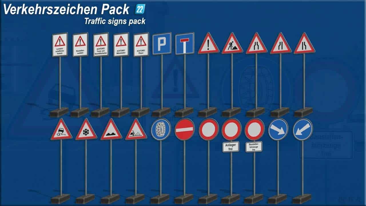 Traffic Sign Pack Portable V10 Fs22 Mod Download 6335